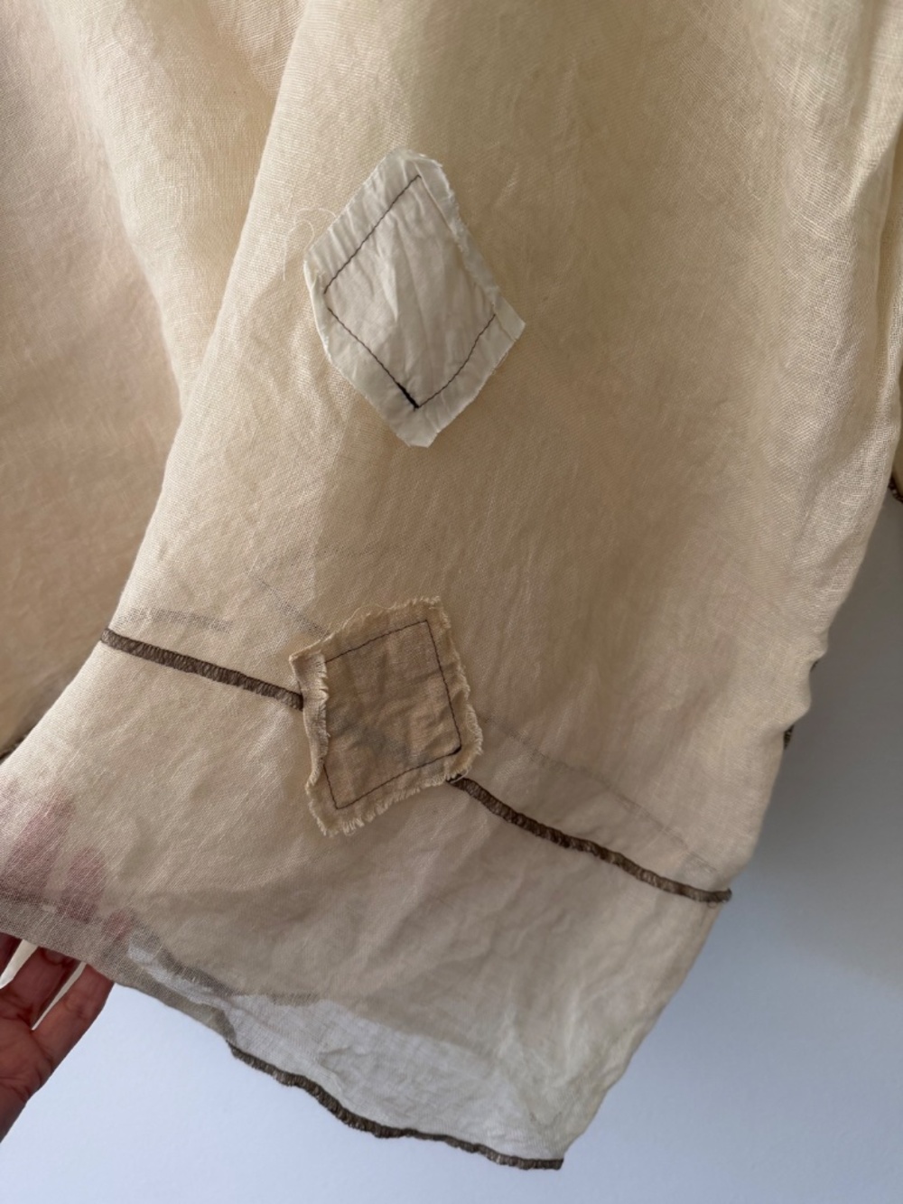 Bodil Sheer Linen Gauzy Oversized Lagenlook Blouse Top Natural Art to Wear MED - Picture 4 of 7